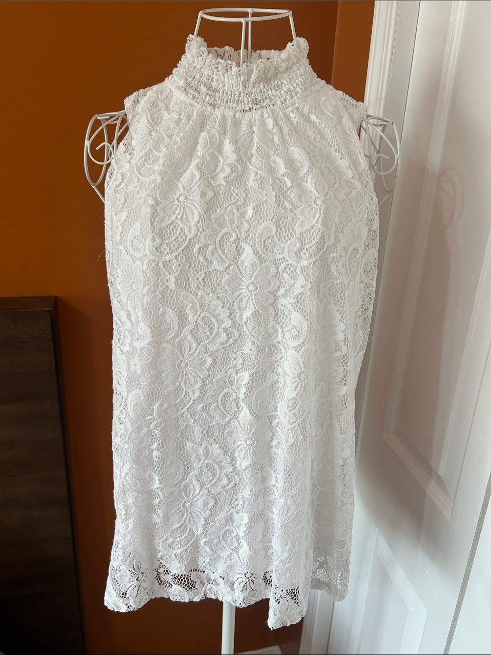 Cable & Gauge Lace Mock Neck Sleeveless Top Size M – Romantic Cottagecore Blouse - Picture 2 of 10
